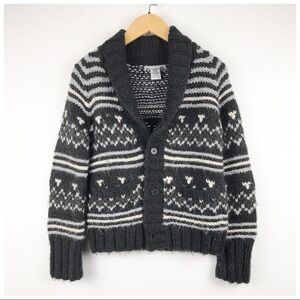 Bonpoint‎ Gray Printed Chunky Knit Cardigan Size 6